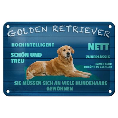 Cartel de chapa con texto en inglés "Golden Retriever dog" de 18x12 cm, bonita decoración leal