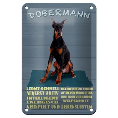 Blechschild Spruch 12x18cm Dobermann lernt schnell Hund Dekoration