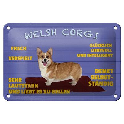 Letrero de chapa con texto en inglés "Welsh Corgi dog" de 18x12 cm, decoración juguetona y descarada