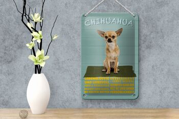 Panneau en étain avec inscription en forme de chien Chihuahua, 12x18cm, décoration amusante 4