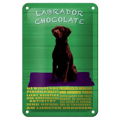 Targa in metallo con scritta "Decorazione cane Labrador cioccolato" 12x18 cm