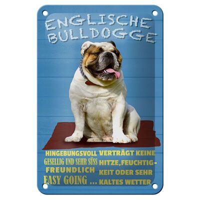 Letrero de chapa que dice 12x18cm perro bulldog inglés linda decoración