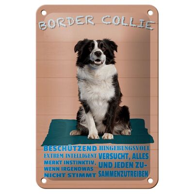 Cartel de chapa con texto en inglés "Border Collie dog" 12x18cm decoración inteligente