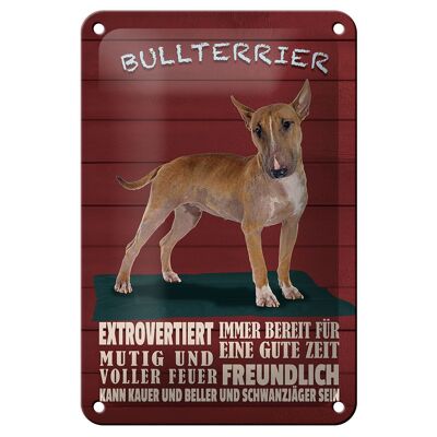 Cartel de chapa que dice 12x18cm Perro Bull Terrier decoración siempre lista