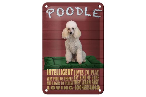 Blechschild Spruch 12x18cm Hund Poodle loves to play Dekoration