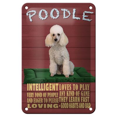 Blechschild Spruch 12x18cm Hund Poodle loves to play Dekoration
