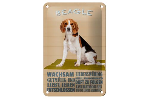Blechschild Spruch 12x18cm Beagle Hund gutmütig liebt jeden Dekoration