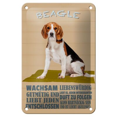 Blechschild Spruch 12x18cm Beagle Hund gutmütig liebt jeden Dekoration