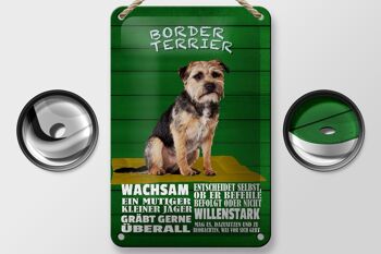 Panneau en étain disant 12x18cm, décoration d'alerte pour chien Border Terrier 2