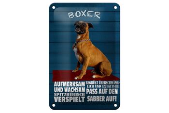 Plaque en étain disant chien boxer 12x18cm, décoration attentive et vigilante 1