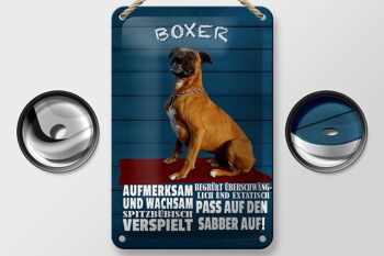 Plaque en étain disant chien boxer 12x18cm, décoration attentive et vigilante 2