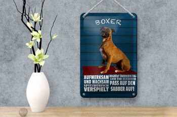 Plaque en étain disant chien boxer 12x18cm, décoration attentive et vigilante 4