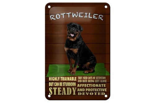 Blechschild Spruch 12x18cm Rottweiler Hund highly trainable Dekoration