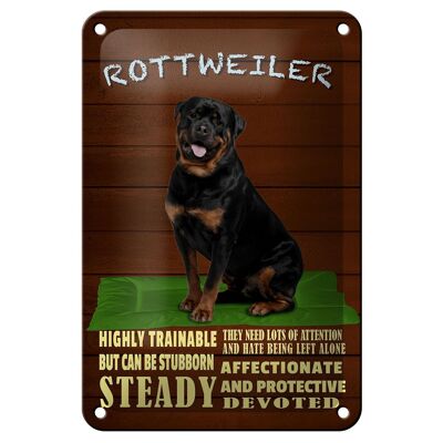 Cartel de chapa con texto en inglés "Perro Rottweiler de 12x18 cm, decoración altamente entrenable"