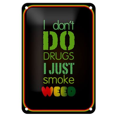 Targa in metallo cannabis 12x18 cm non droghe, solo fumo decorazione erba