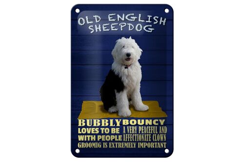 Blechschild Spruch 12x18cm Old English Sheepdog Hund bubbly Dekoration