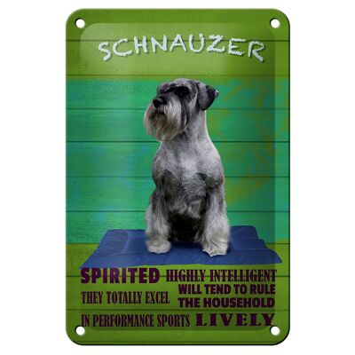 Cartel de chapa con texto "Perro Schnauzer" 12x18cm, decoración muy inteligente