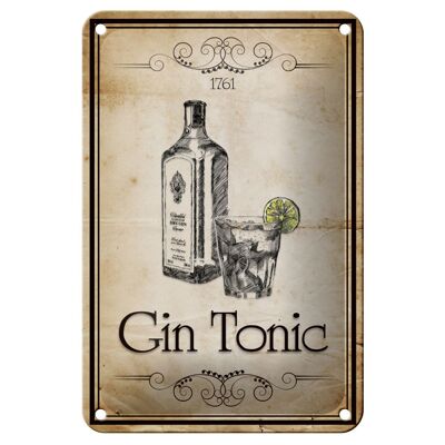 Targa in metallo alcol 12x18 cm 1761 Gin tonic decorazione retrò