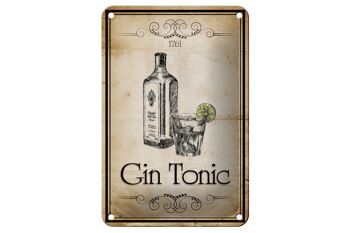 Plaque en tôle alcool 12x18cm 1761 Gin tonic décoration rétro 1