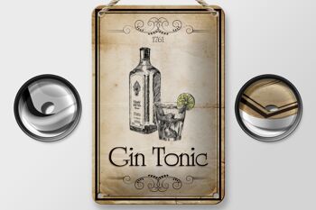 Plaque en tôle alcool 12x18cm 1761 Gin tonic décoration rétro 2