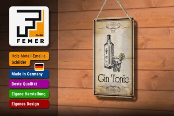 Plaque en tôle alcool 12x18cm 1761 Gin tonic décoration rétro 3