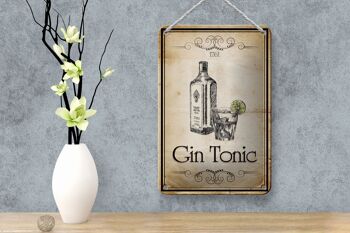 Plaque en tôle alcool 12x18cm 1761 Gin tonic décoration rétro 4