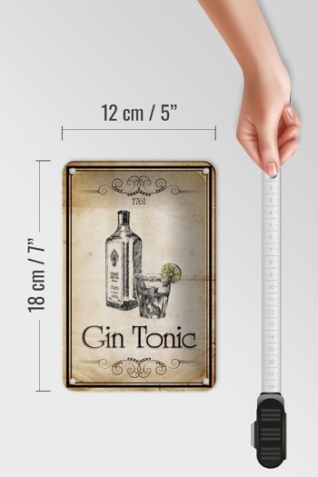 Plaque en tôle alcool 12x18cm 1761 Gin tonic décoration rétro 5