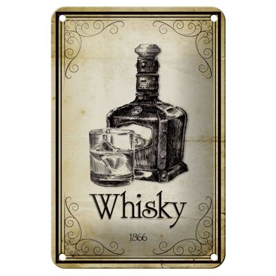 Cartel de chapa Alcohol 12x18cm 1866 Whisky Decoración retro