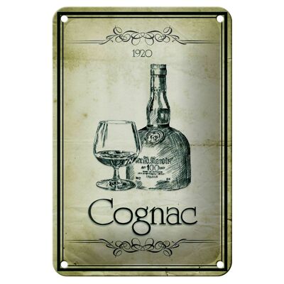 Signe en étain alcool 12x18cm, décoration rétro Cognac 1920