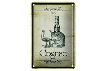 Signe en étain alcool 12x18cm, décoration rétro Cognac 1920 1
