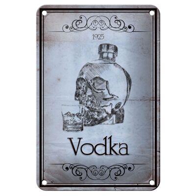 Signe en étain alcool 12x18cm, décoration de crâne de Vodka 1925