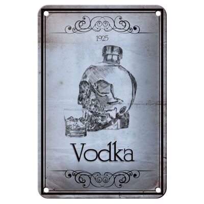 Blechschild Alkohol 12x18cm 1925 Vodka Totenkopf Dekoration