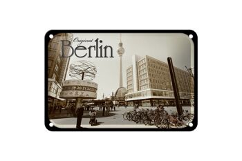 Plaque en tôle Berlin 18x12cm vue sur la décoration de la tour de télévision 1