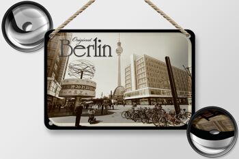 Plaque en tôle Berlin 18x12cm vue sur la décoration de la tour de télévision 2