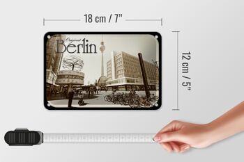 Plaque en tôle Berlin 18x12cm vue sur la décoration de la tour de télévision 5