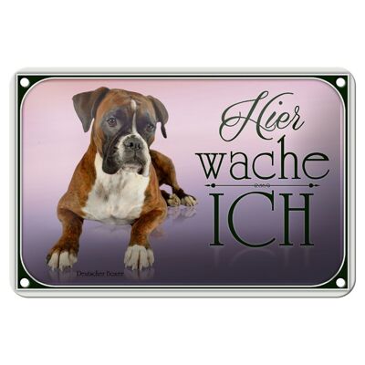 Blechschild Hund 18x12cm Deutscher Boxer hier wache ich Dekoration