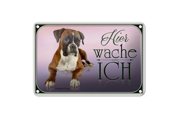 Plaque en métal pour chien, 18x12cm, Boxer allemand, ici, je garde, décoration 1