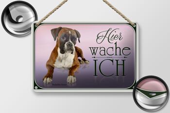 Plaque en métal pour chien, 18x12cm, Boxer allemand, ici, je garde, décoration 2