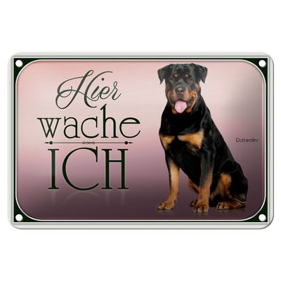 Blechschild Hund 18x12cm Rottweiler hier wache ich Dekoration