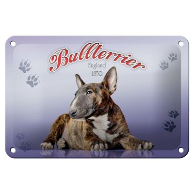 Cartel de chapa perro 18x12cm Bull Terrier Inglaterra 1850 decoración