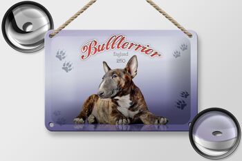 Plaque en tôle chien 18x12cm Bull Terrier Angleterre 1850 décoration 2