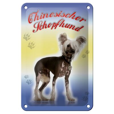 Cartel de chapa con diseño de perro, decoración de perro con cresta china, 12x18cm