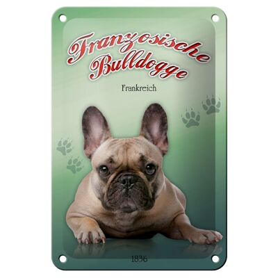 Cartel de chapa con decoración de Bulldog Francés, perro, 12x18cm
