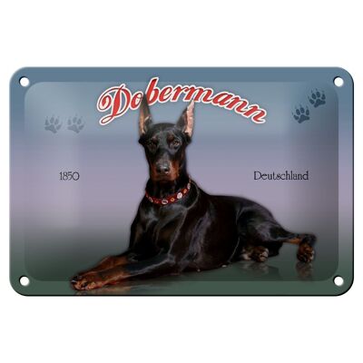Cartel de chapa perro 18x12cm Doberman 1850 Alemania decoración