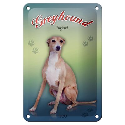 Tin sign dog 12x18cm Greyhound England decoration