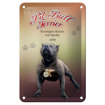 Tin sign dog 12x18cm Pit Bull Terrier America 1898 decoration