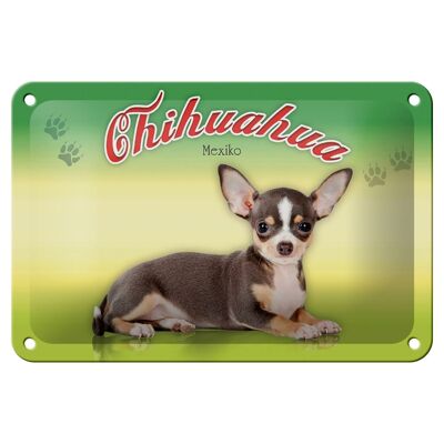 Cartel de chapa perro 18x12cm Chihuahua México decoración de pared