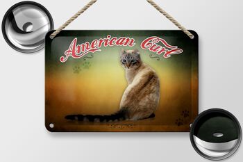 Plaque en tôle chat 18x12cm, décoration murale American Curl 2