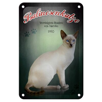 Plaque en tôle chat 12x18cm Chat balinais décoration Amérique 1950