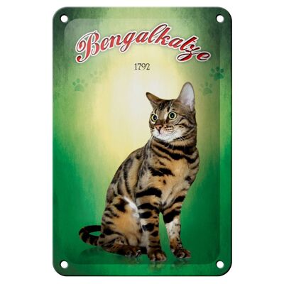 Tin sign cat 12x18cm Bengal cat 1792 wall decoration